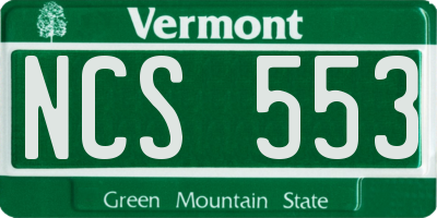 VT license plate NCS553