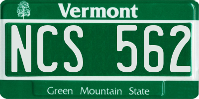 VT license plate NCS562