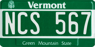 VT license plate NCS567