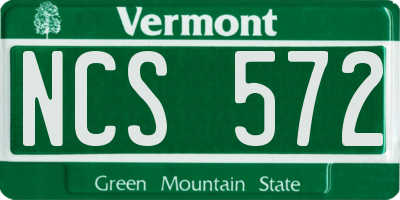VT license plate NCS572