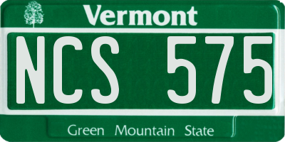 VT license plate NCS575