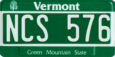 VT license plate NCS576