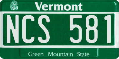 VT license plate NCS581