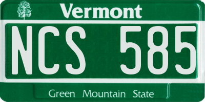 VT license plate NCS585