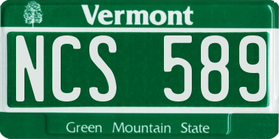 VT license plate NCS589