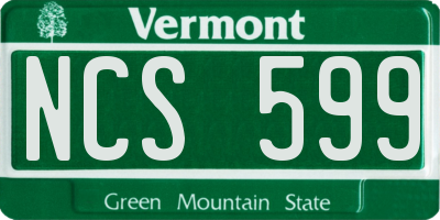 VT license plate NCS599
