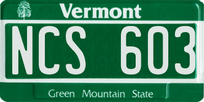 VT license plate NCS603