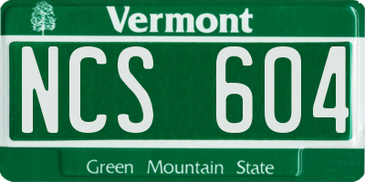 VT license plate NCS604