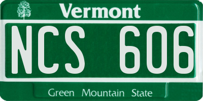 VT license plate NCS606