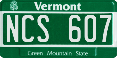 VT license plate NCS607
