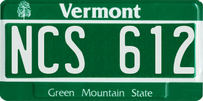 VT license plate NCS612
