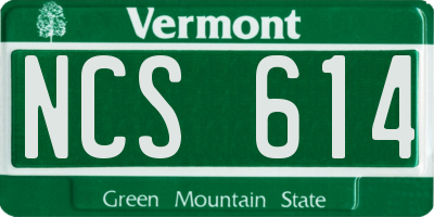 VT license plate NCS614