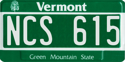 VT license plate NCS615