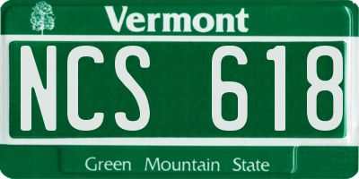 VT license plate NCS618