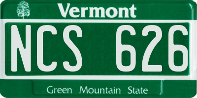 VT license plate NCS626