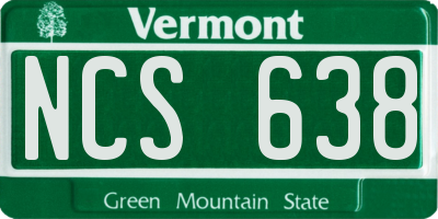 VT license plate NCS638