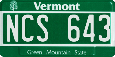 VT license plate NCS643