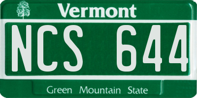 VT license plate NCS644