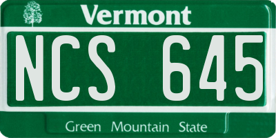 VT license plate NCS645
