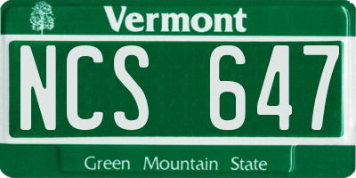 VT license plate NCS647