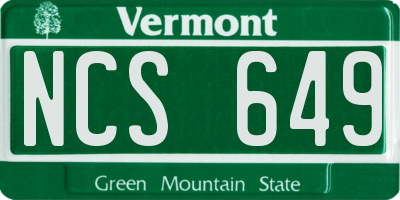 VT license plate NCS649