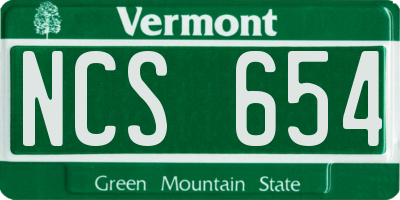 VT license plate NCS654
