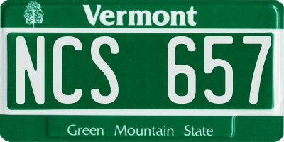 VT license plate NCS657