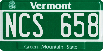 VT license plate NCS658