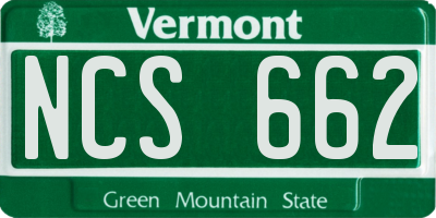 VT license plate NCS662