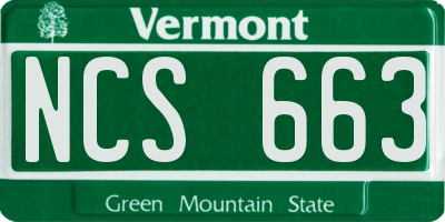 VT license plate NCS663