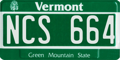 VT license plate NCS664
