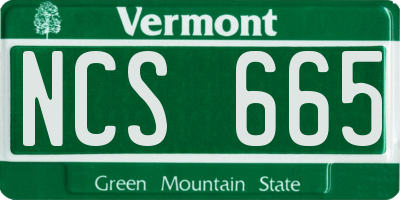VT license plate NCS665
