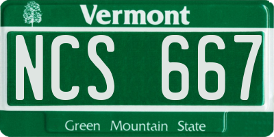 VT license plate NCS667