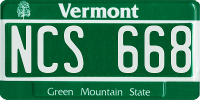 VT license plate NCS668