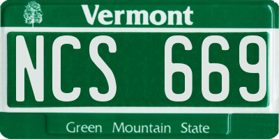 VT license plate NCS669
