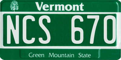 VT license plate NCS670
