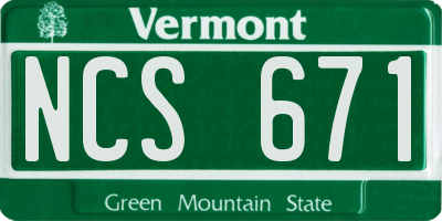 VT license plate NCS671