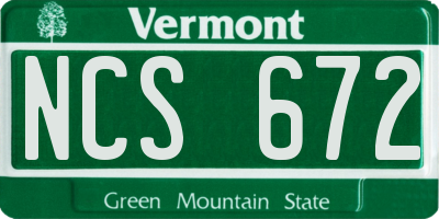 VT license plate NCS672