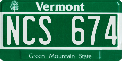 VT license plate NCS674