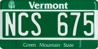 VT license plate NCS675