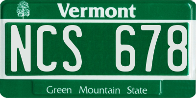 VT license plate NCS678