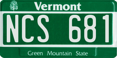 VT license plate NCS681