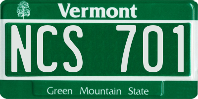 VT license plate NCS701