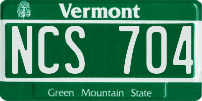 VT license plate NCS704