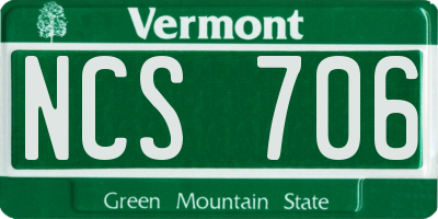 VT license plate NCS706