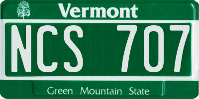 VT license plate NCS707