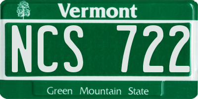 VT license plate NCS722