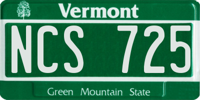 VT license plate NCS725