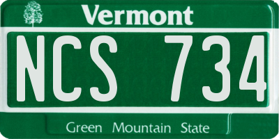 VT license plate NCS734