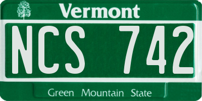 VT license plate NCS742